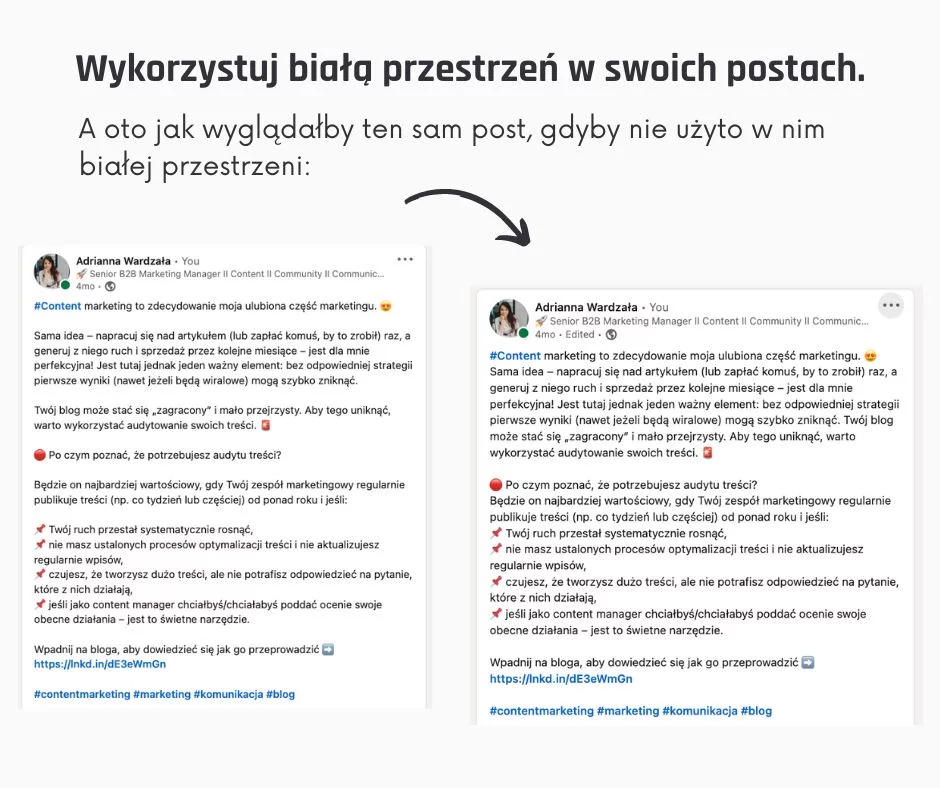 wykorzystaj białą przestrzeń w swoich postach