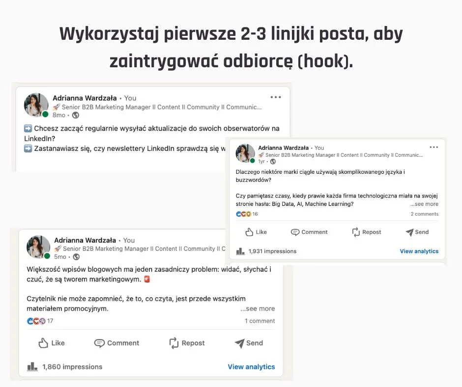 3 pierwsze linijki, aby zaintrygować odbiorcę