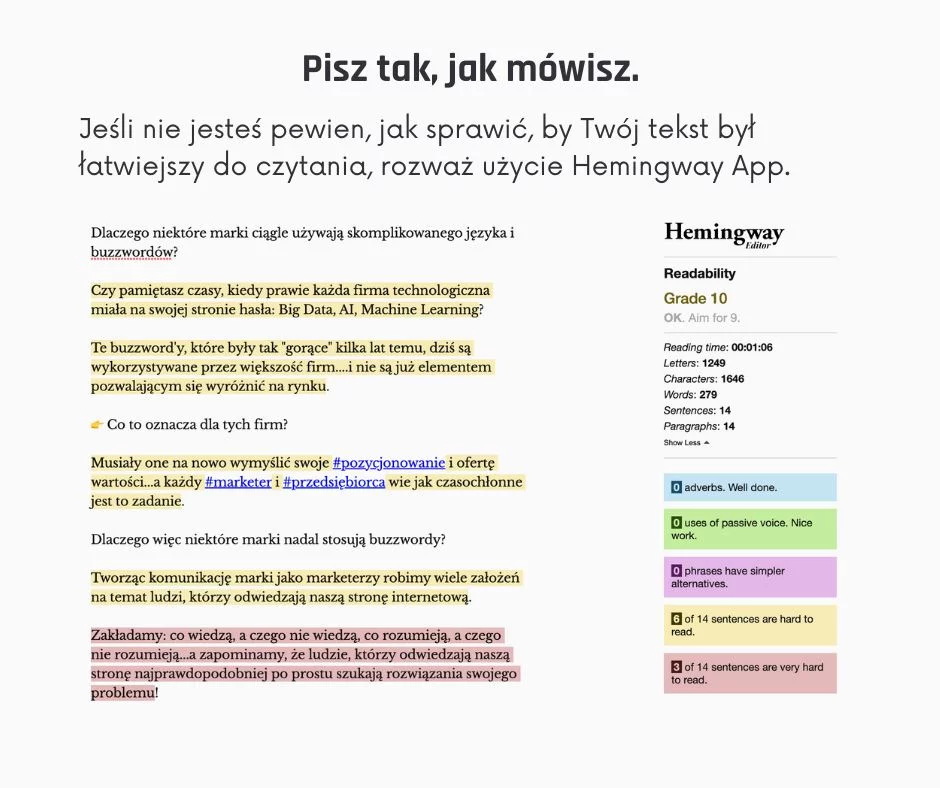 rozważ użycie Hemingway App.
